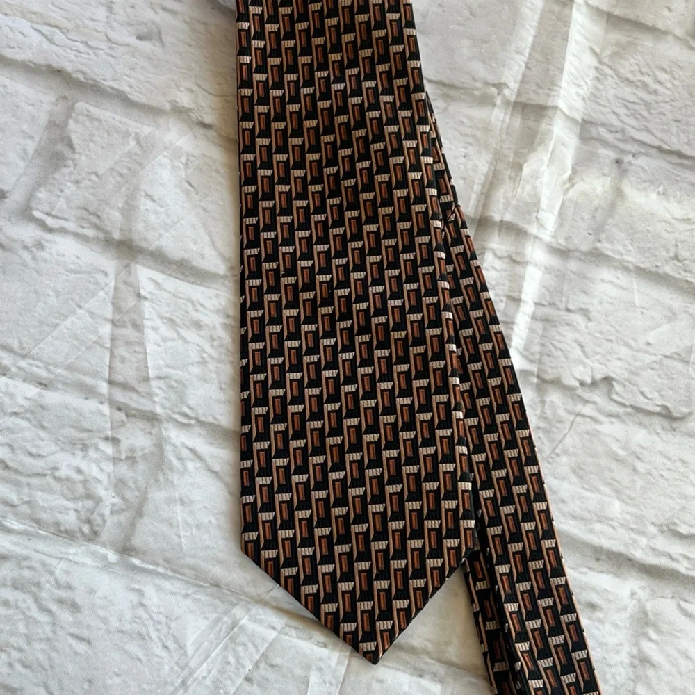 Campia Moda Brown Geometric Neck Tie 57”